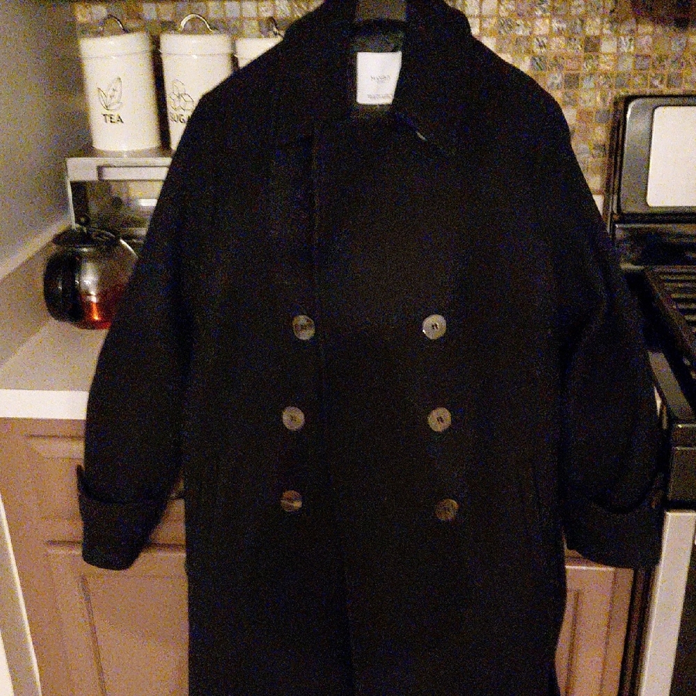 Mango Black Double-Breasted Coat
